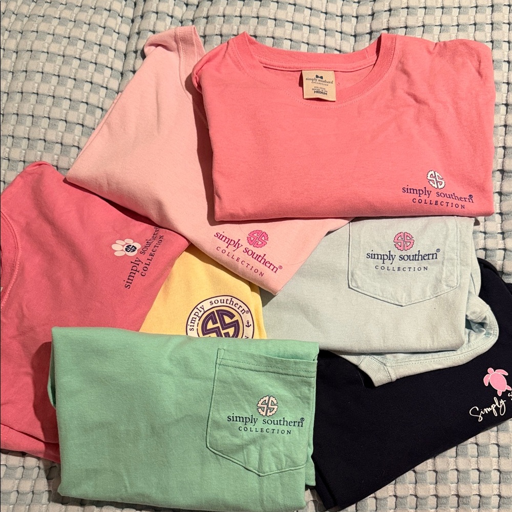 Simply Southern Vibrant T-Shirt Set - Pink, Yellow, Mint, Navy